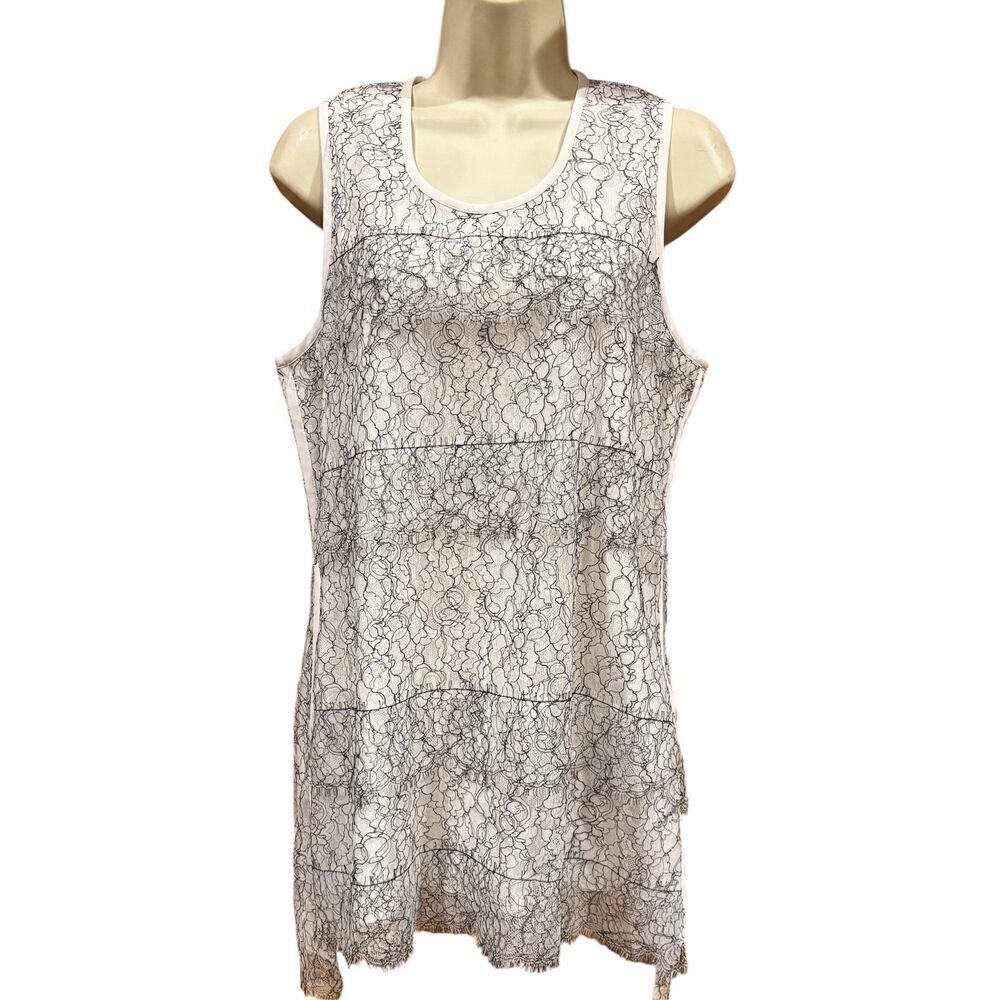 Victoria, Victoria Beckham Lace Overlay Top in White & Black NWT Size 8